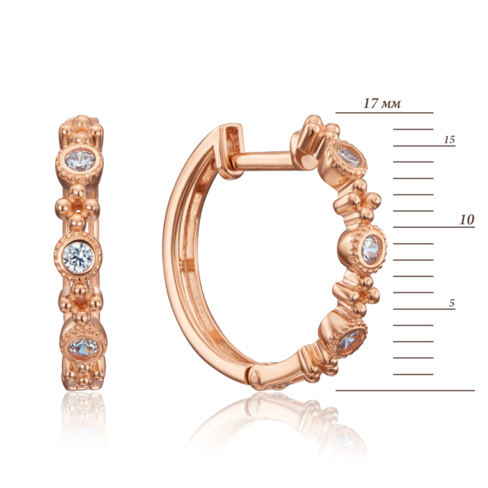 Золоті сережки-конго з фіанітами. Артикул 22692/01/0/17