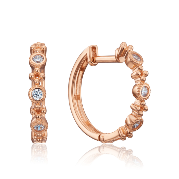 Золотые серьги с фианитами. Артикул 22692/01/0/17