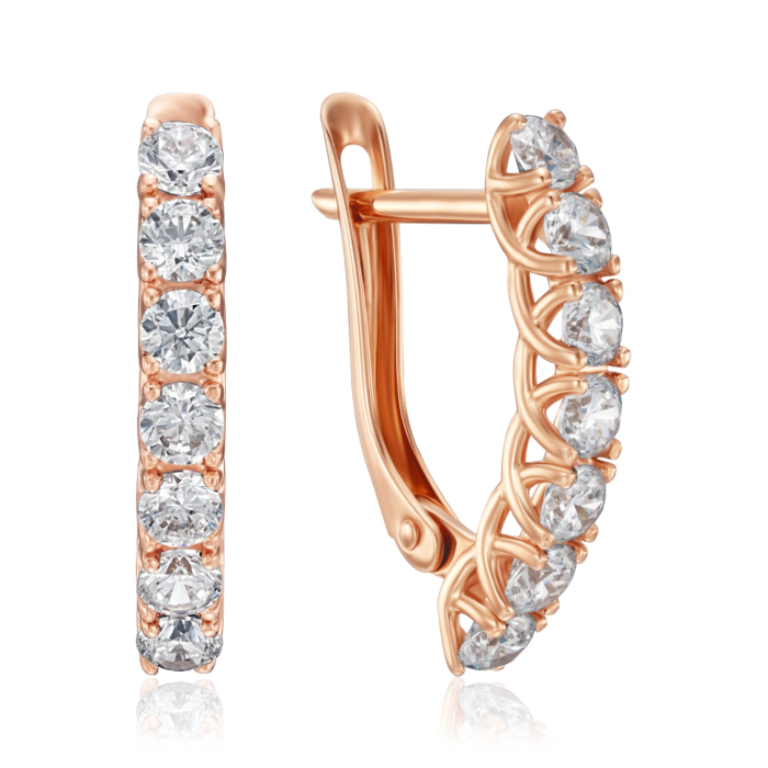 Золотые серьги с фианитами. Артикул 22693/01/0/171