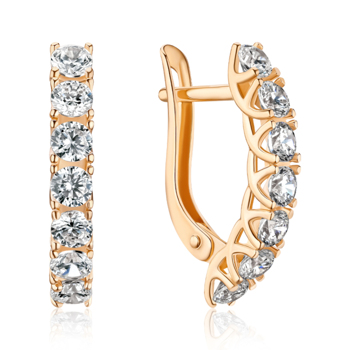 Золотые серьги с фианитами Tesori. Артикул 22693/01/0/4204