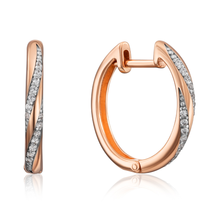 Золотые серьги-конго с фианитами. Артикул 22701/01/1/1