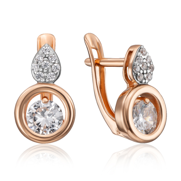 Золоті сережки з фіанітами. Артикул 22708/01/1/145