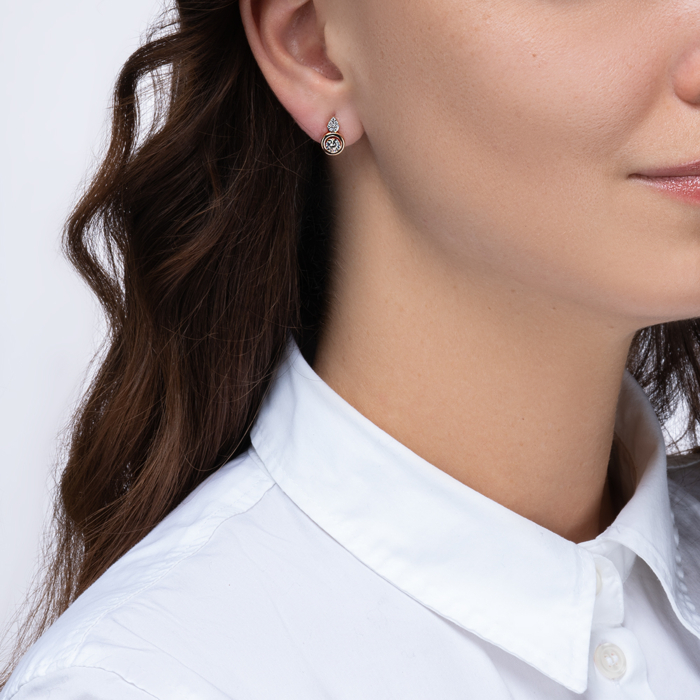 Золоті сережки з фіанітами. Артикул 22708/01/1/145
