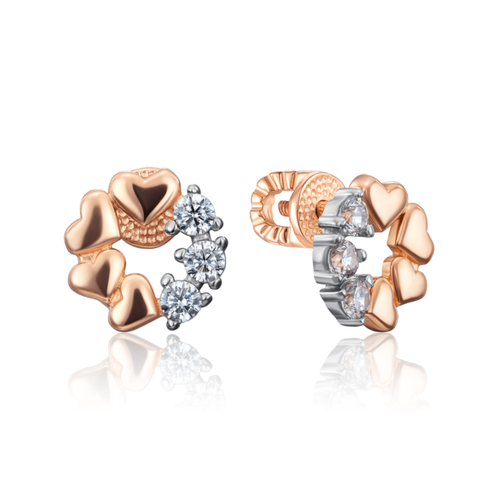 Золоті пусети з фіанітами. Артикул 22714/01/1/17