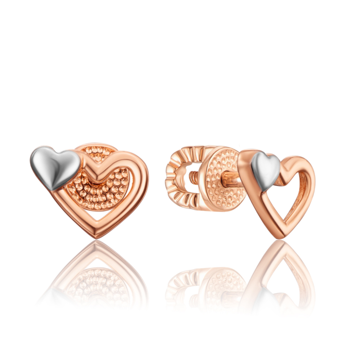 Золоті сережки-пусети з алмазною гранню. Артикул 22716/01/1