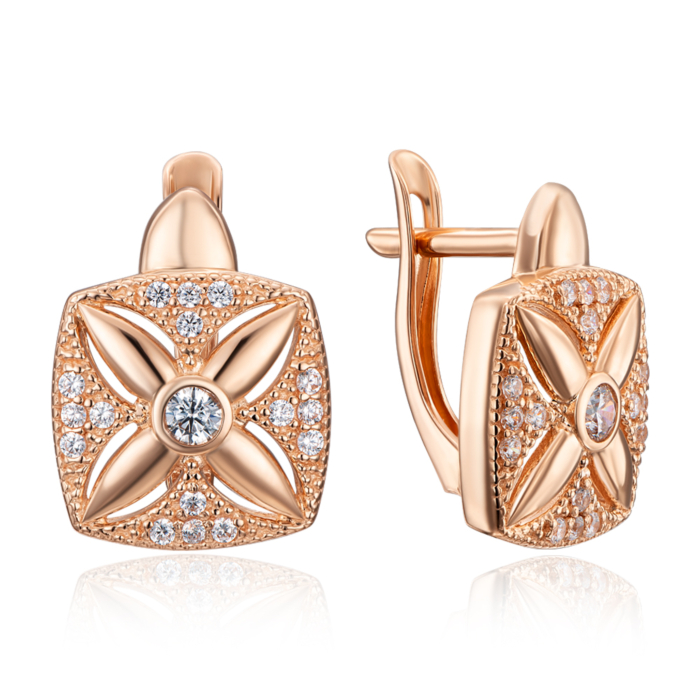 Золоті сережки з фіанітами. Артикул 22717/01/0/30