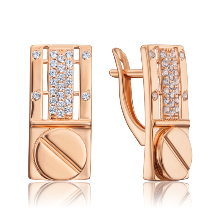 Золотые серьги с фианитами. Артикул 22720/01/0/1