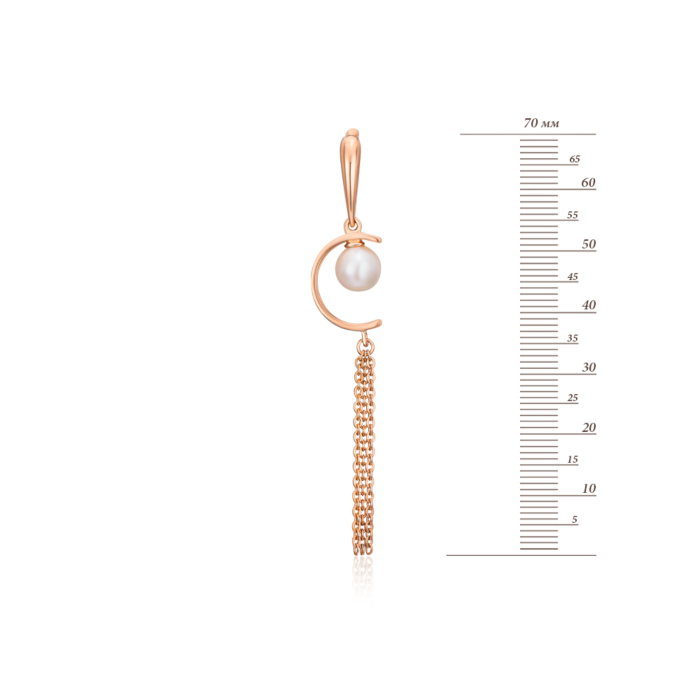 Золоті сережки-підвіски з перлами. Артикул 22727/01/0/2503