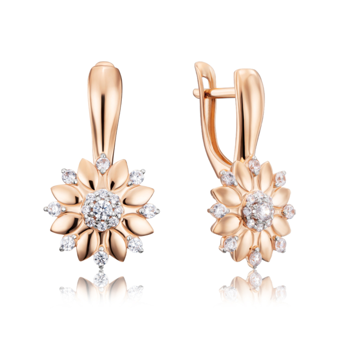 Золоті сережки з фіанітами. Артикул 22729/01/1/944