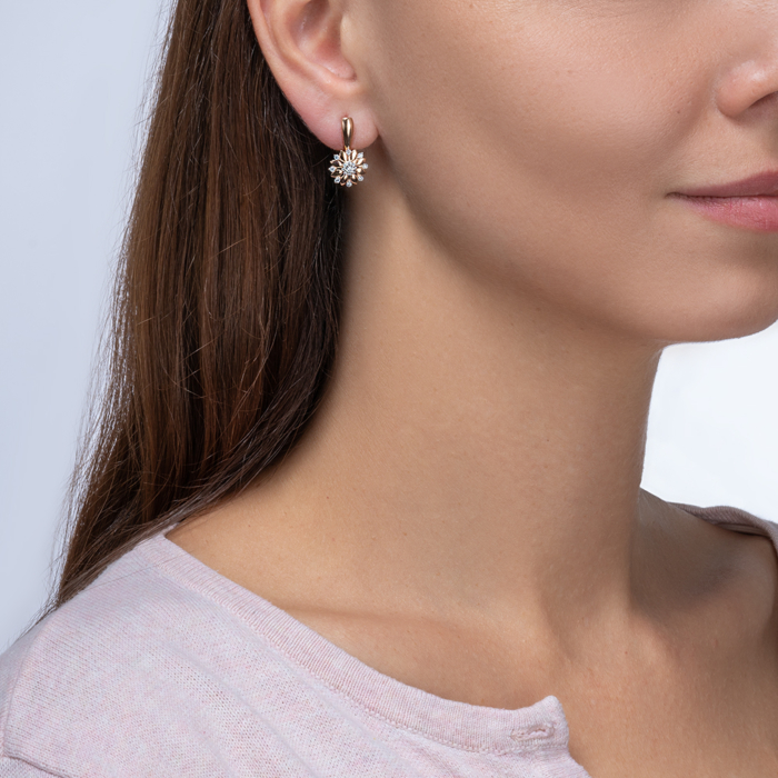 Золоті сережки з фіанітами. Артикул 22729/01/1/944