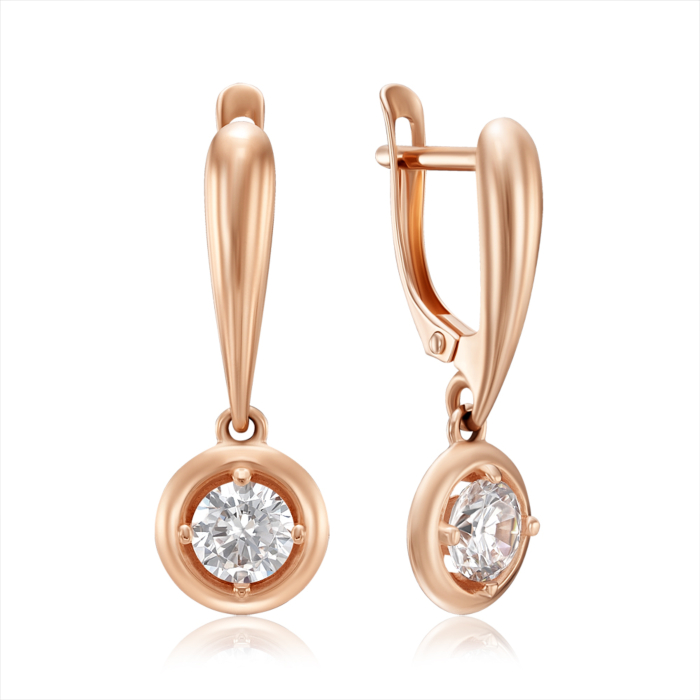 Золоті сережки з фіанітом. Артикул 22735/01/0/22