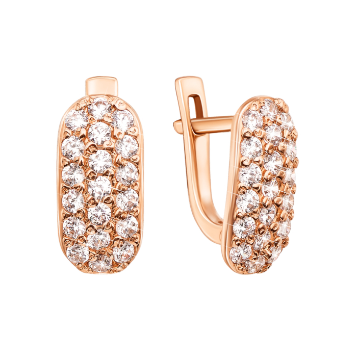 Золотые серьги с фианитами. Артикул 2274