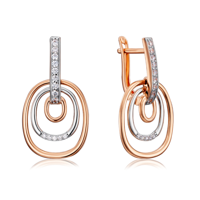 Золотые серьги-подвески с фианитами. Артикул 22750/01/1/79