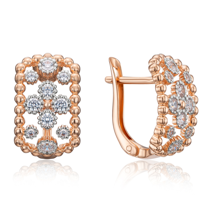 Золоті сережки з фіанітами. Артикул 22765/01/1/161