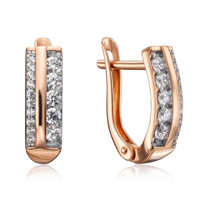 Золотые серьги с фианитами. Артикул 22766/01/1/55