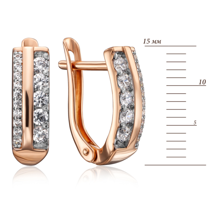 Золотые серьги с фианитами. Артикул 22766/01/1/55