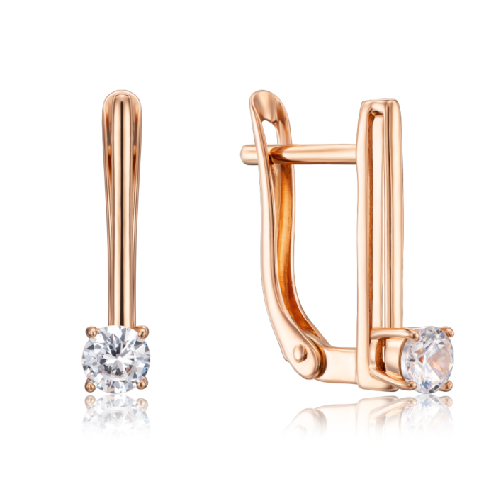 Золотые серьги с фианитами. Артикул 22767/01/0/53