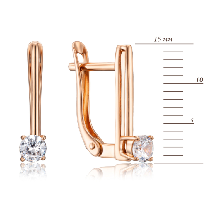 Золотые серьги с фианитами. Артикул 22767/01/0/53