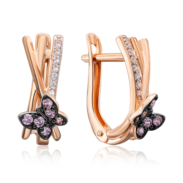 Золоті сережки з фіанітами. Артикул 22768/01/1/4151