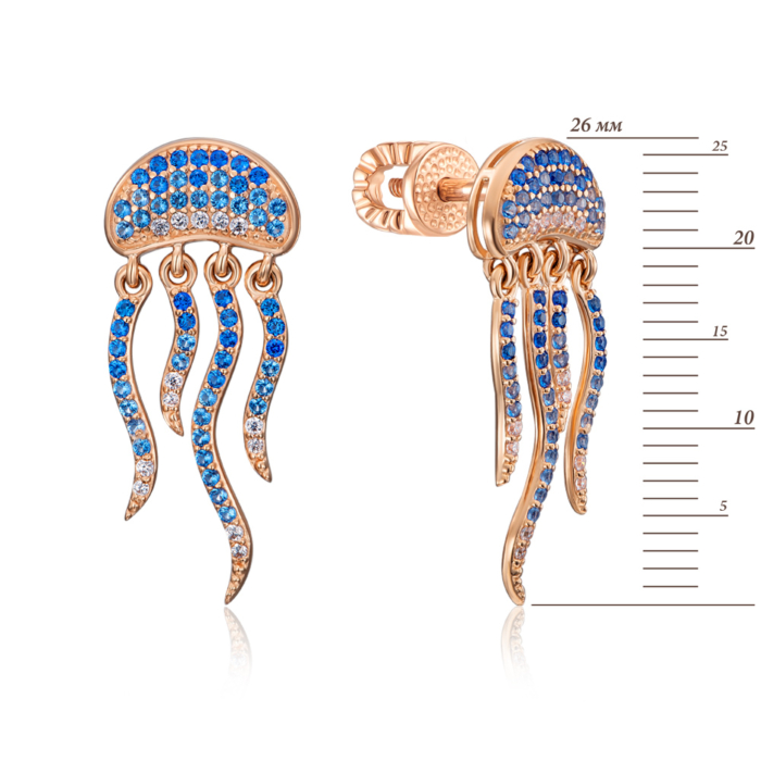 Золотые серьги-пуссеты с фианитами. Артикул 22786/01/0/4082