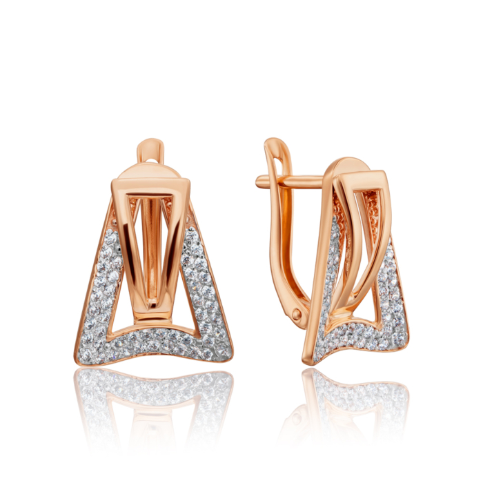 Золоті сережки з фіанітами. Артикул 22790/01/1/1