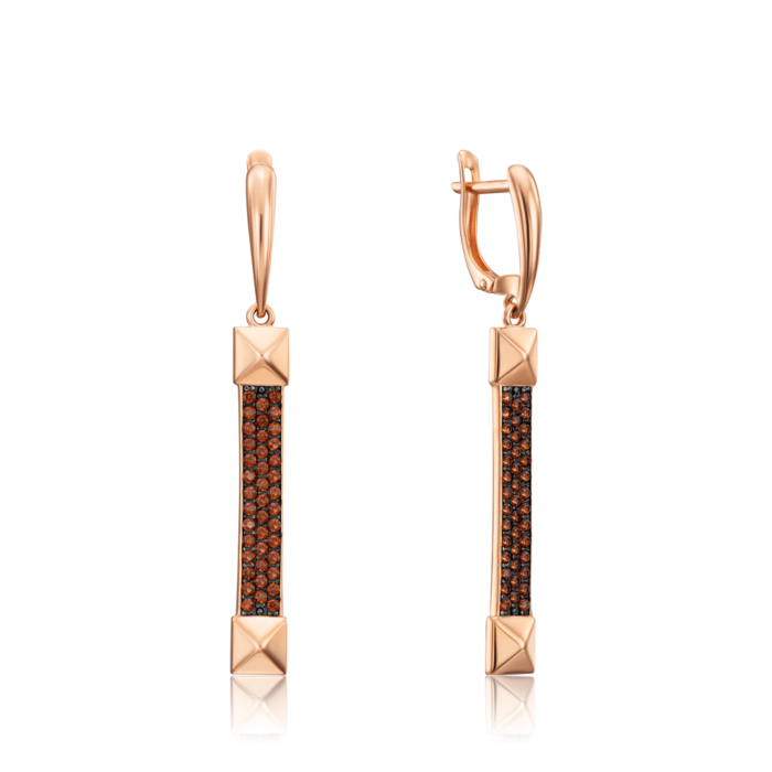 Золотые серьги-подвески с фианитами. Артикул 22794/01/1/4065