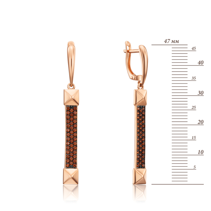 Золотые серьги-подвески с фианитами. Артикул 22794/01/1/4065