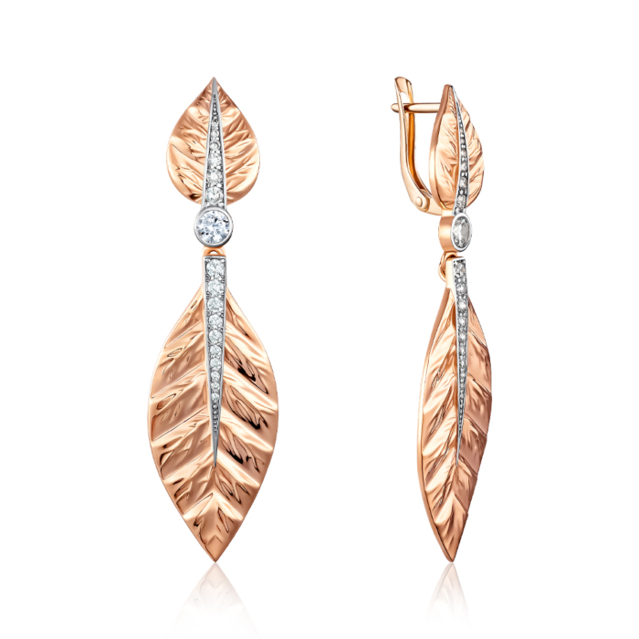 Золоті сережки з фіанітами. Артикул 22796/01/1/4084