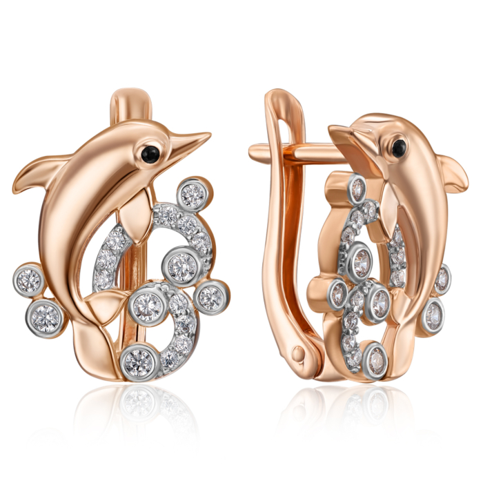 Золотые серьги с фианитами. Артикул 22799/01/1/576