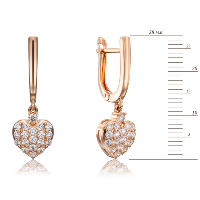 Золотые серьги-подвески с фианитами. Артикул 22805/01/0/192