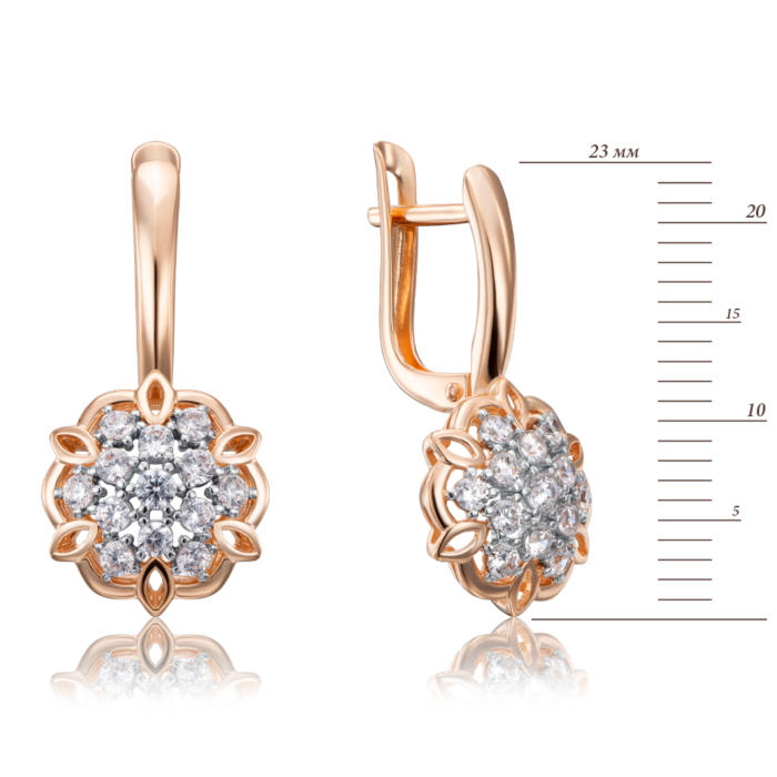 Золоті сережки з фіанітами. Артикул 22811/01/1/57