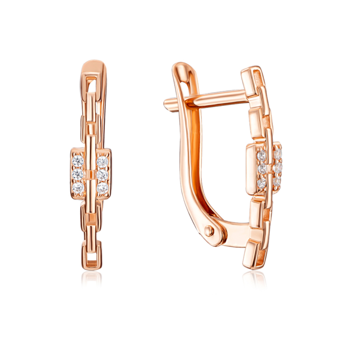 Золоті сережки з фіанітами. Артикул 22812/01/0/1