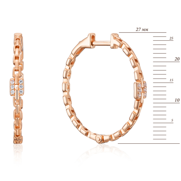 Золоті сережки-конго з фіанітами. Артикул 22813/01/0/1