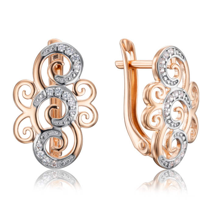 Золоті сережки з фіанітами. Артикул 22814/01/1/323