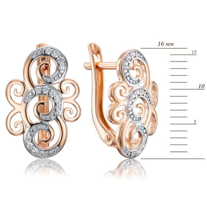 Золоті сережки з фіанітами. Артикул 22814/01/1/323