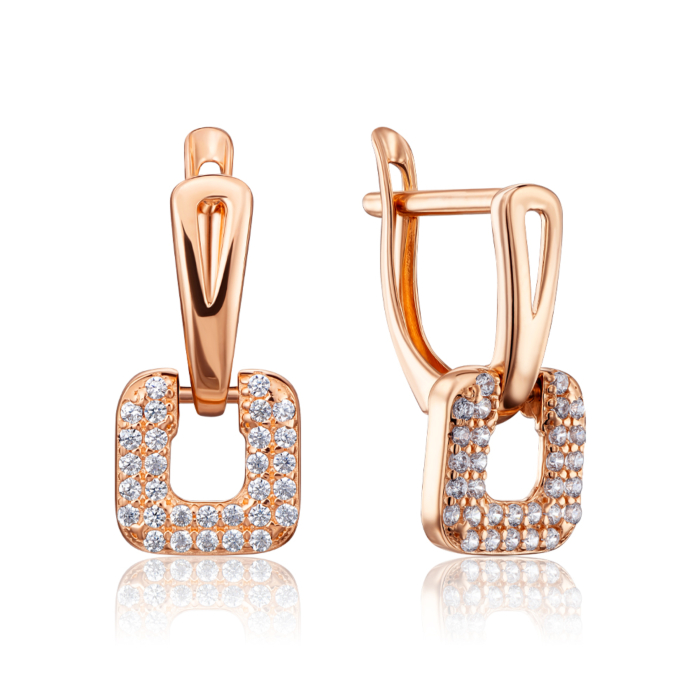 Золоті сережки з фіанітами. Артикул 22822/01/0/1