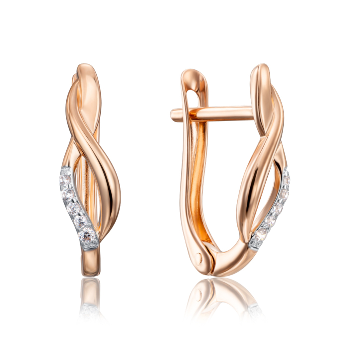 Золоті сережки з фіанітами. Артикул 22825/01/1/601