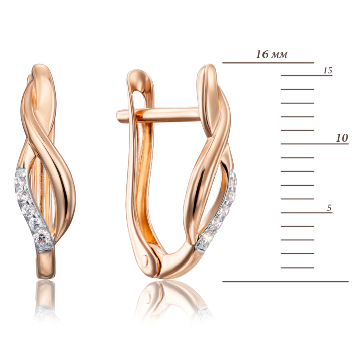 Золоті сережки з фіанітами. Артикул 22825/01/1/601
