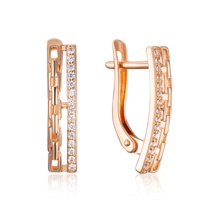 Золотые серьги с фианитами. Артикул 22831/01/0/1