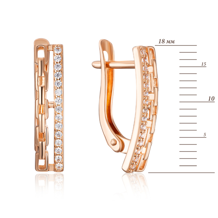 Золотые серьги с фианитами. Артикул 22831/01/0/1