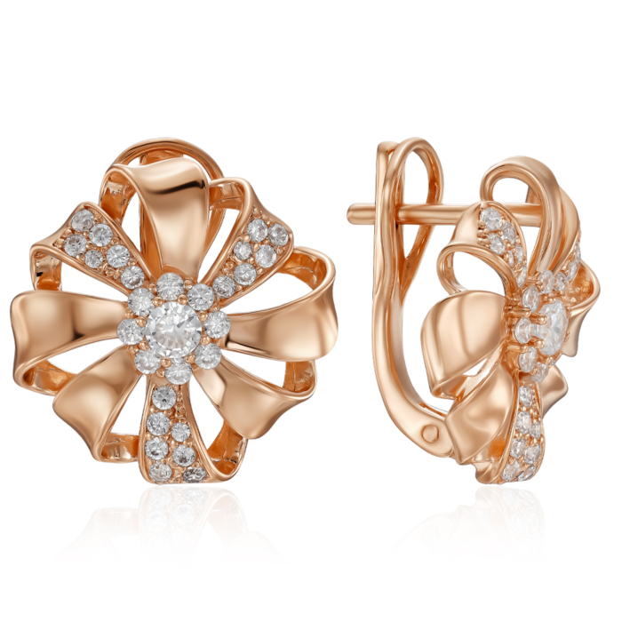 Золоті сережки з фіанітами. Артикул 22835/01/0/243