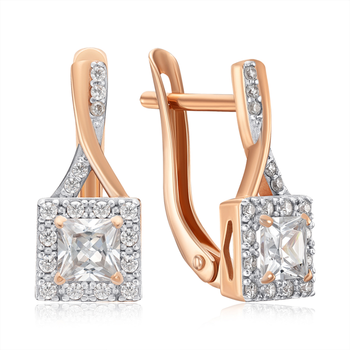 Золоті сережки з фіанітами. Артикул 22838/01/1/4137