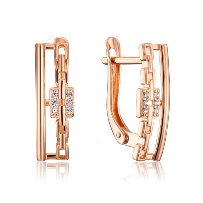 Золоті сережки з фіанітами. Артикул 22845/01/0/1