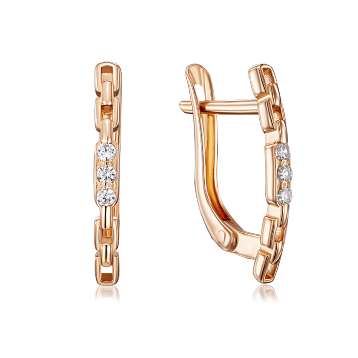 Золоті сережки з фіанітами. Артикул 22852/01/0/3