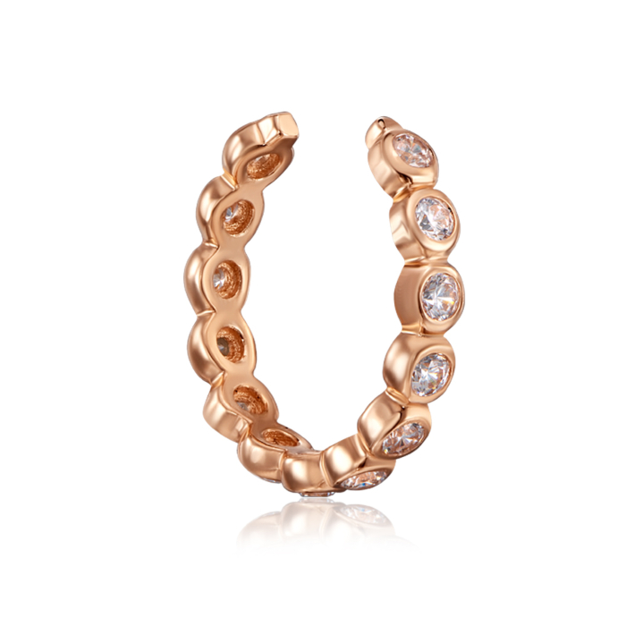 Золотая серьга-каффа с фианитами. Артикул 22855/01/0/13