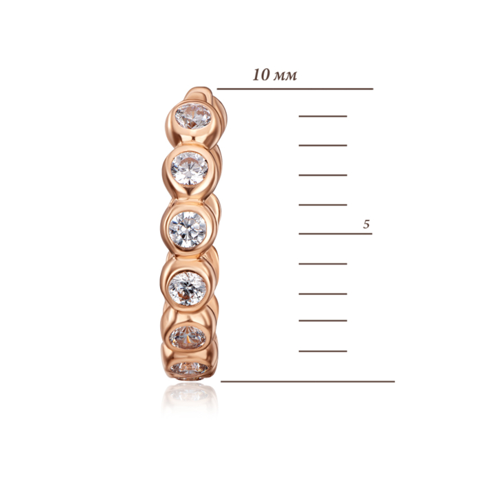 Золотая серьга-каффа с фианитами. Артикул 22855/01/0/13