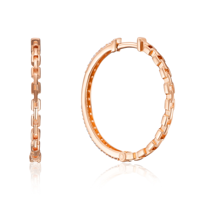 Золотые серьги-конго с фианитами. Артикул 22856/01/0/3