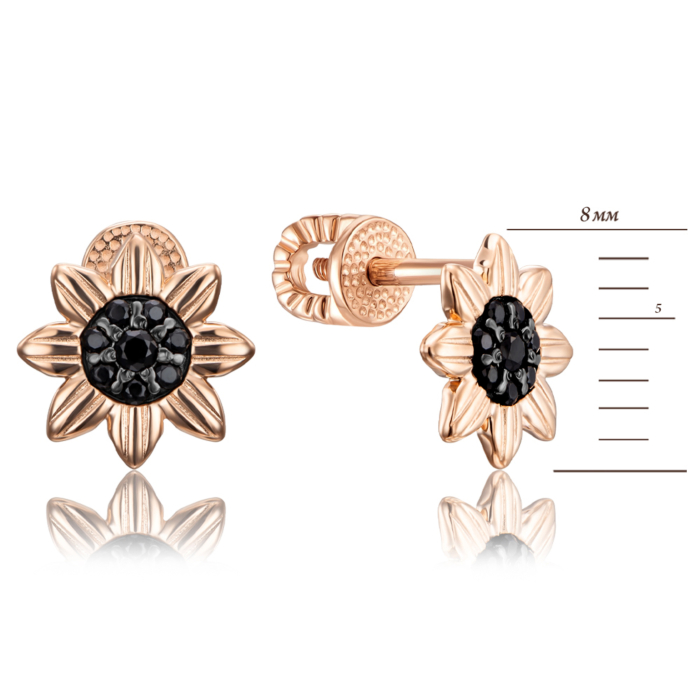 Золотые пуссеты с фианитами. Артикул 22858/01/1/3948