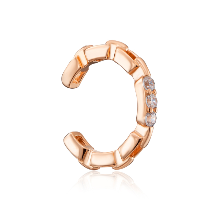 Золота сережка-кафа з фіанітами. Артикул 22865/01/0/3