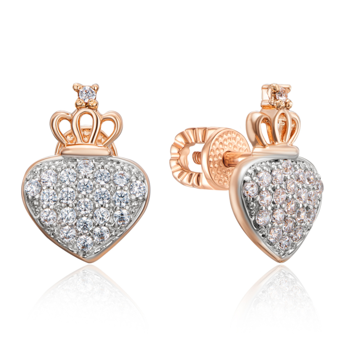 Золоті пусети з фіанітами. Артикул 22876/01/1/36